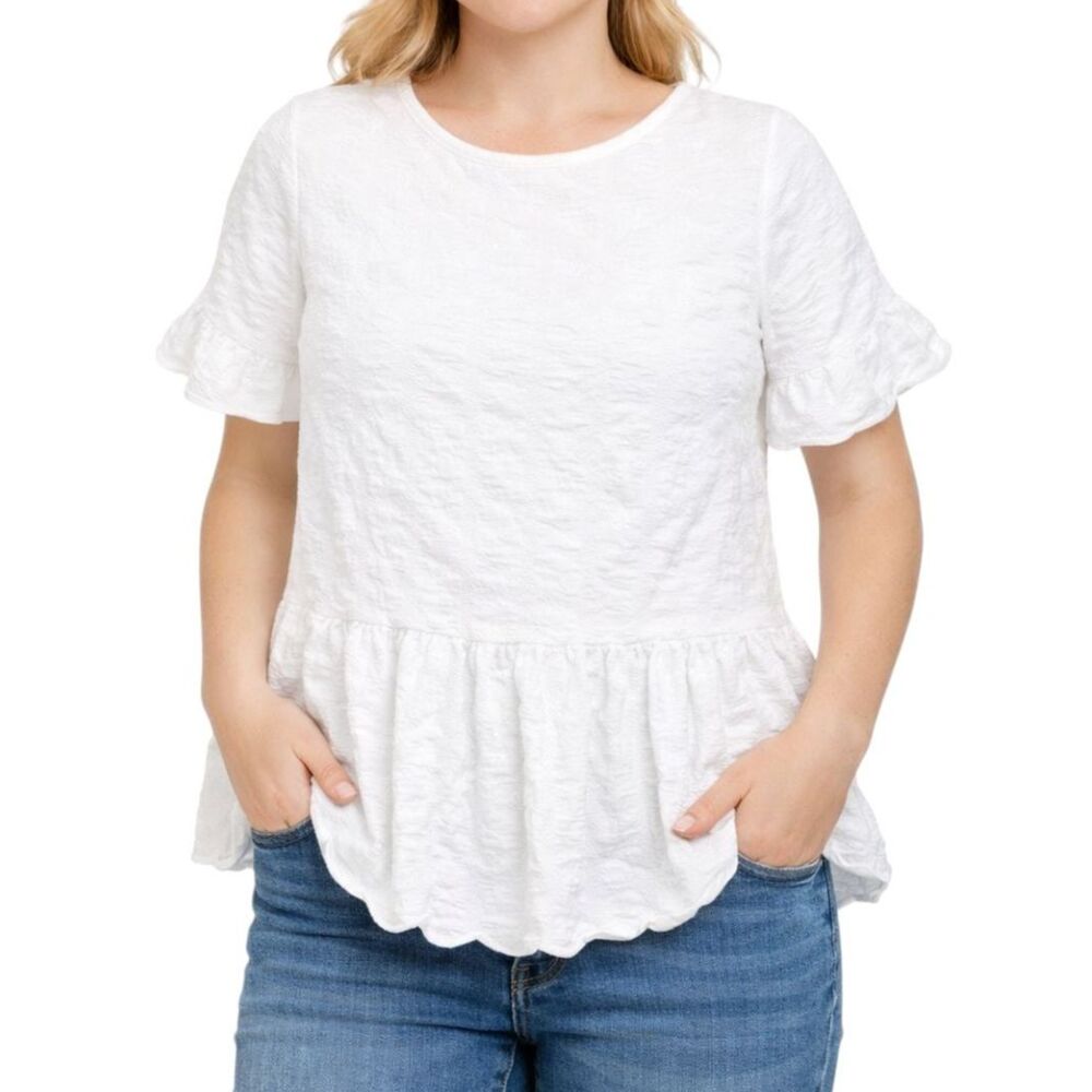 The ZigZag Stripe Women’s Textured Peplum Top | Size Large